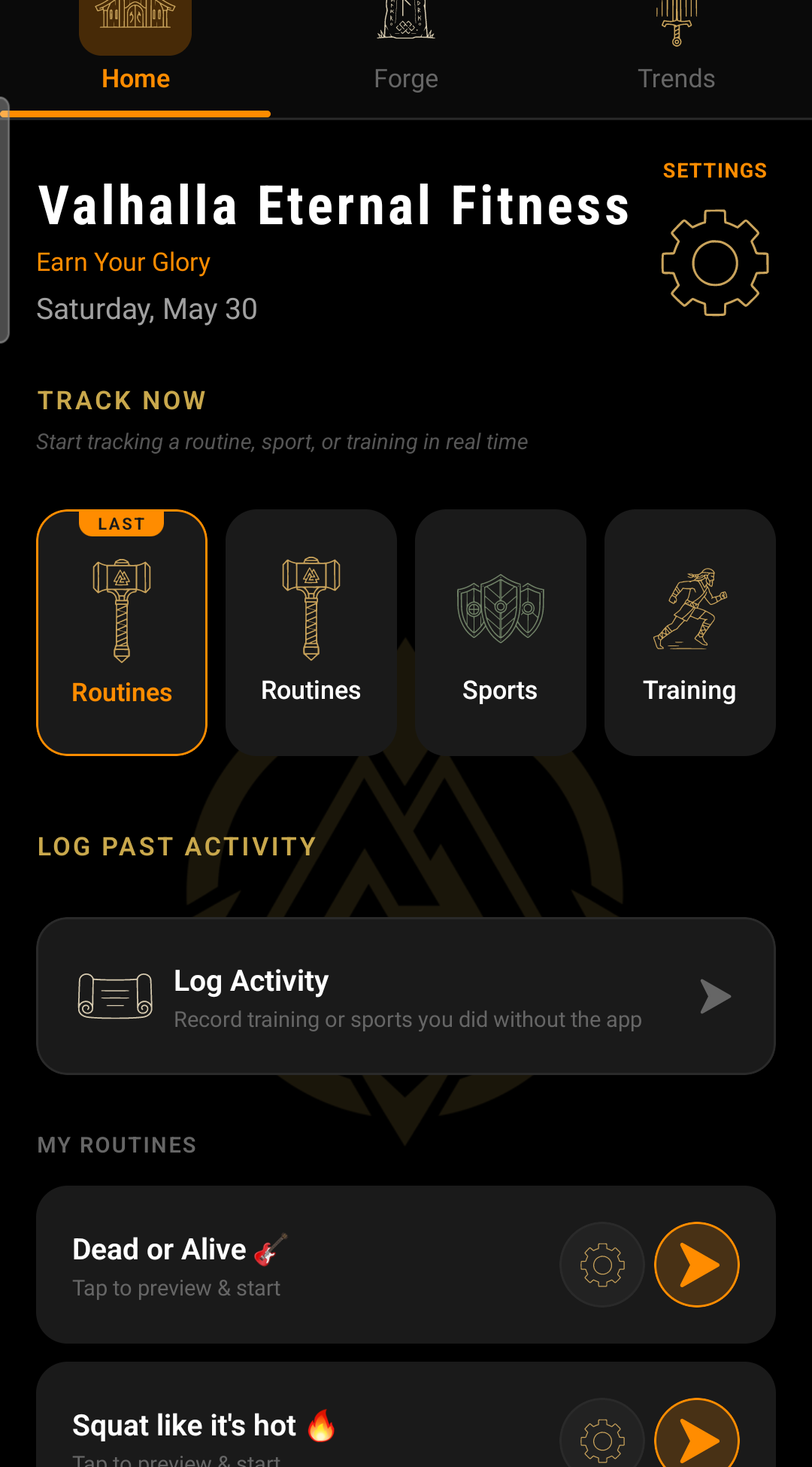 Valhalla Eternal home screen